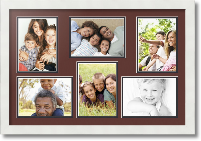 ArtToFrames Collage Mat Picture Photo Frame 6 5x7" Openings in Satin White 351