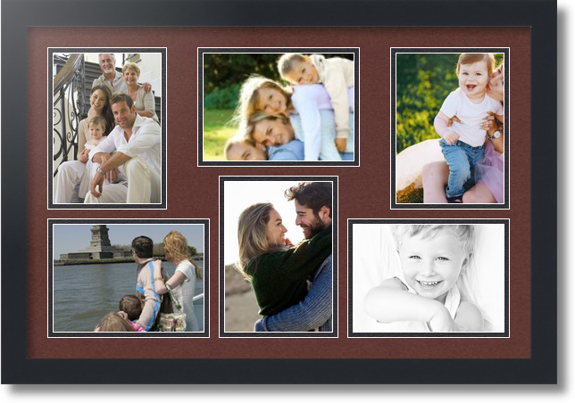 ArtToFrames Collage Mat Picture Photo Frame 6 5x7" Openings in Satin Black 351