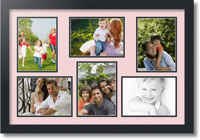 ArtToFrames Collage Mat Picture Photo Frame 6 5x7" Openings in Satin Black 351