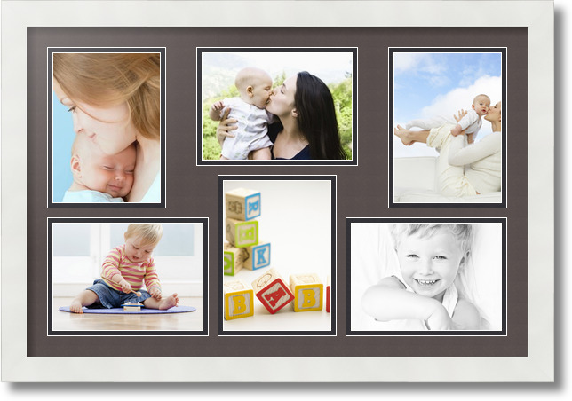 ArtToFrames Collage Mat Picture Photo Frame 6 5x7" Openings in Satin White 351