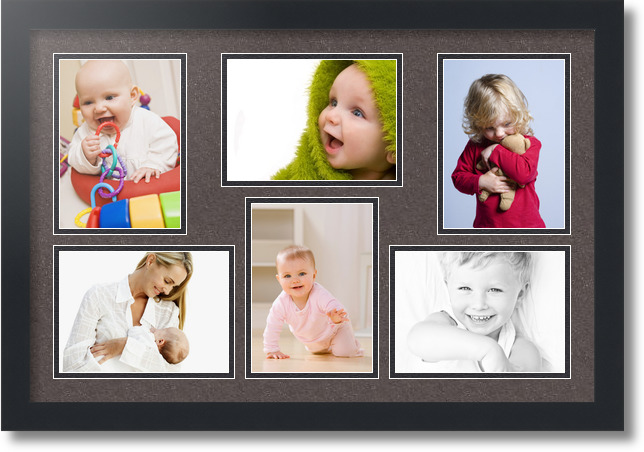 ArtToFrames Collage Mat Picture Photo Frame 6 5x7" Openings in Satin Black 351