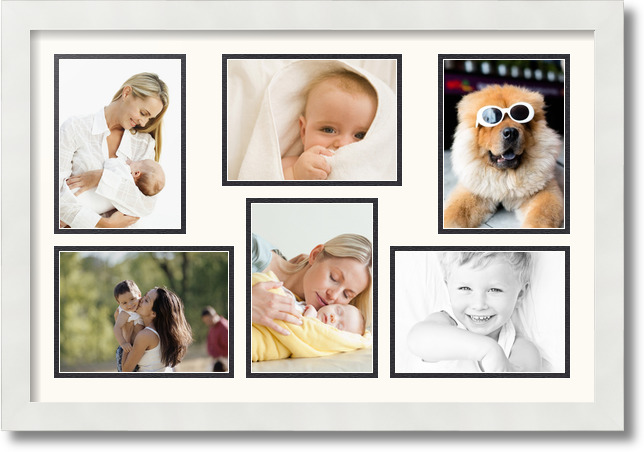 ArtToFrames Collage Mat Picture Photo Frame 6 5x7" Openings in Satin White 351