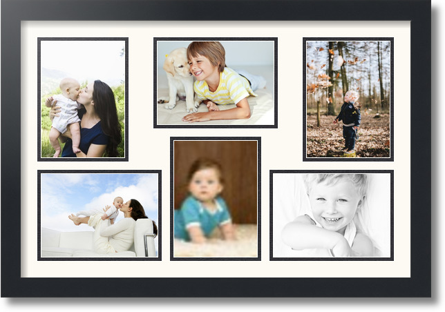 ArtToFrames Collage Mat Picture Photo Frame 6 5x7" Openings in Satin Black 351