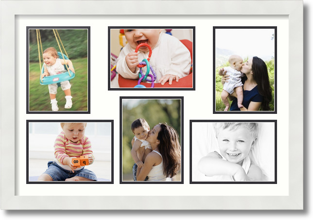 ArtToFrames Collage Mat Picture Photo Frame 6 5x7" Openings in Satin White 351