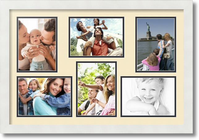 ArtToFrames Collage Mat Picture Photo Frame 6 5x7" Openings in Satin White 351