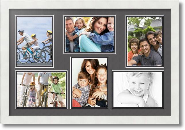 ArtToFrames Collage Mat Picture Photo Frame 6 5x7" Openings in Satin White 351