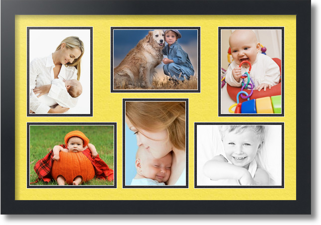 ArtToFrames Collage Mat Picture Photo Frame 6 5x7" Openings in Satin Black 351