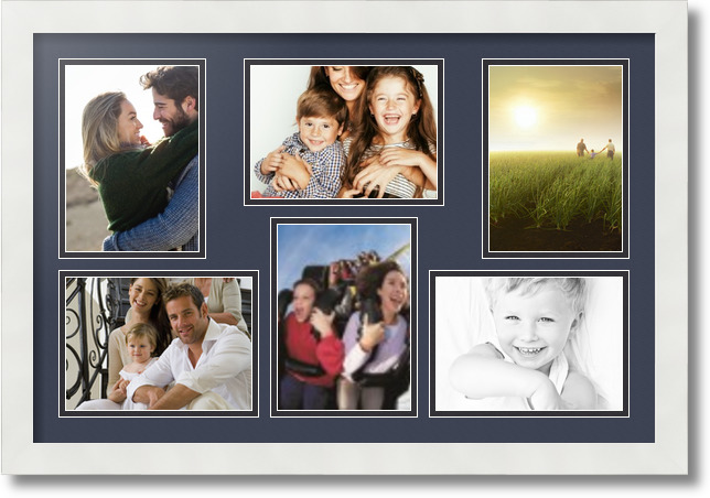 ArtToFrames Collage Mat Picture Photo Frame 6 5x7" Openings in Satin White 351