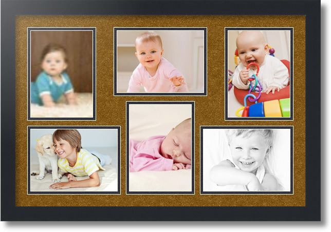 ArtToFrames Collage Mat Picture Photo Frame 6 5x7" Openings in Satin Black 351