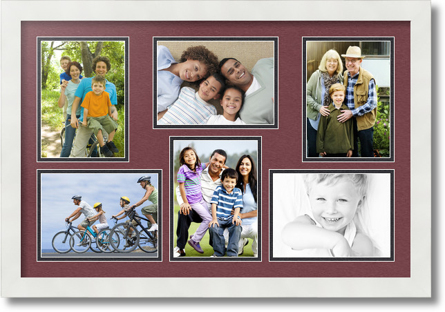 ArtToFrames Collage Mat Picture Photo Frame 6 5x7" Openings in Satin White 351