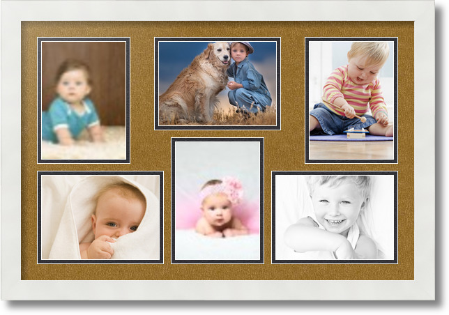 ArtToFrames Collage Mat Picture Photo Frame 6 5x7" Openings in Satin White 351