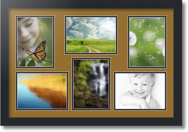 ArtToFrames Collage Mat Picture Photo Frame 6 5x7" Openings in Satin Black 351