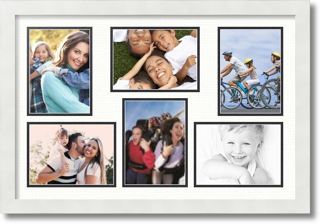 ArtToFrames Collage Mat Picture Photo Frame 6 5x7" Openings in Satin White 351