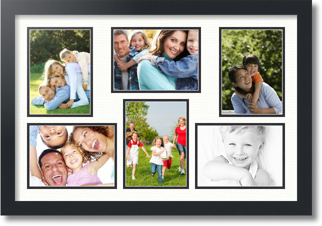 ArtToFrames Collage Mat Picture Photo Frame 6 5x7" Openings in Satin Black 351