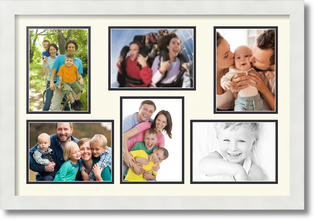 ArtToFrames Collage Mat Picture Photo Frame 6 5x7" Openings in Satin White 351