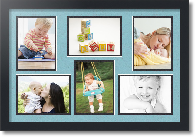 ArtToFrames Collage Mat Picture Photo Frame 6 5x7" Openings in Satin Black 351