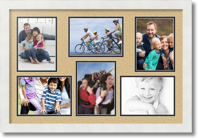 ArtToFrames Collage Mat Picture Photo Frame 6 5x7" Openings in Satin White 351