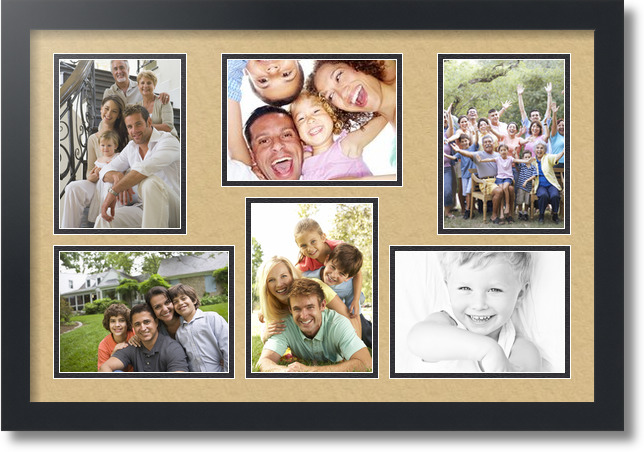 ArtToFrames Collage Mat Picture Photo Frame 6 5x7" Openings in Satin Black 351