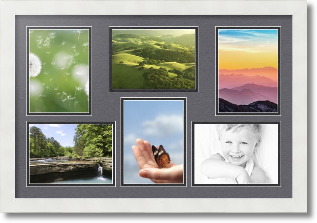 ArtToFrames Collage Mat Picture Photo Frame 6 5x7" Openings in Satin White 351