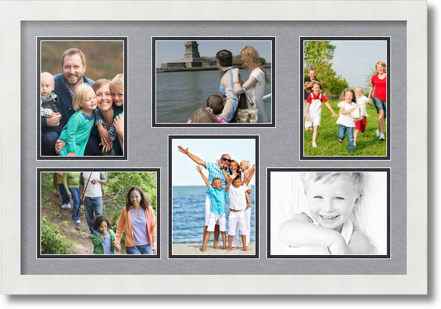 ArtToFrames Collage Mat Picture Photo Frame 6 5x7" Openings in Satin White 351