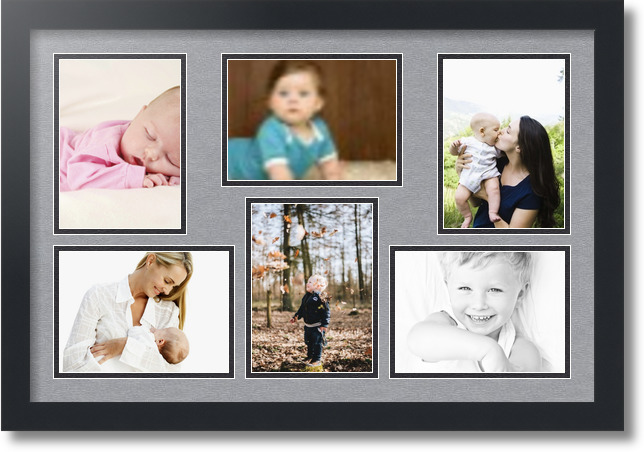 ArtToFrames Collage Mat Picture Photo Frame 6 5x7" Openings in Satin Black 351