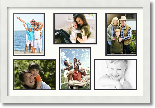 ArtToFrames Collage Mat Picture Photo Frame 6 5x7" Openings in Satin White 351