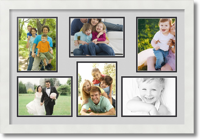 ArtToFrames Collage Mat Picture Photo Frame 6 5x7" Openings in Satin White 351