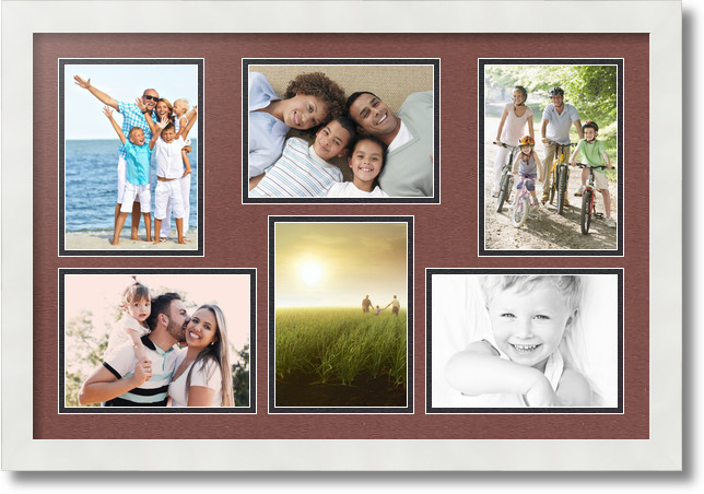 ArtToFrames Collage Mat Picture Photo Frame 6 5x7" Openings in Satin White 351