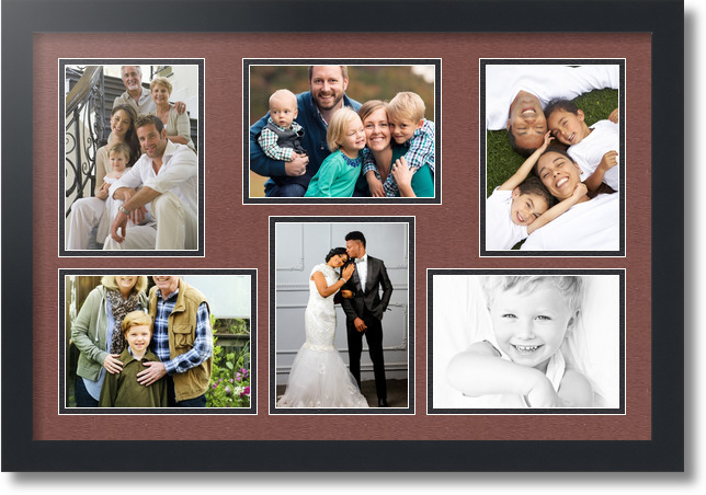 ArtToFrames Collage Mat Picture Photo Frame 6 5x7" Openings in Satin Black 351