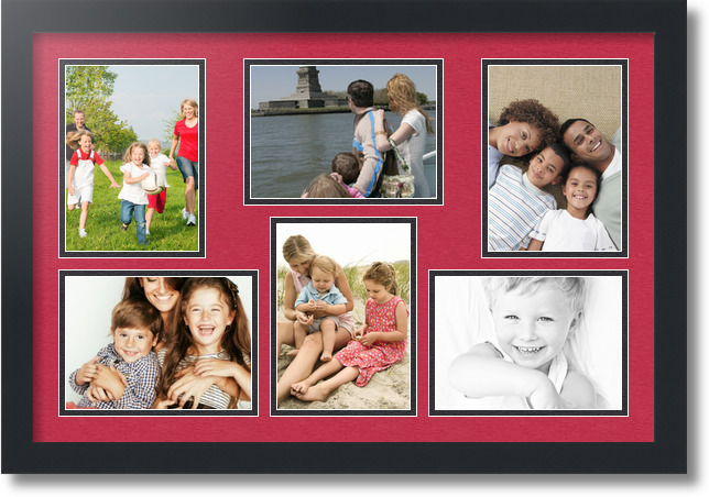 ArtToFrames Collage Mat Picture Photo Frame 6 5x7" Openings in Satin Black 351