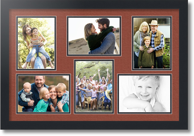 ArtToFrames Collage Mat Picture Photo Frame 6 5x7" Openings in Satin Black 351