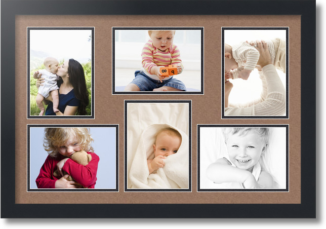 ArtToFrames Collage Mat Picture Photo Frame 6 5x7" Openings in Satin Black 351