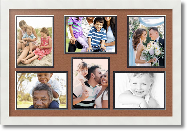 ArtToFrames Collage Mat Picture Photo Frame 6 5x7" Openings in Satin White 351