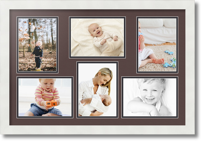 ArtToFrames Collage Mat Picture Photo Frame 6 5x7" Openings in Satin White 351