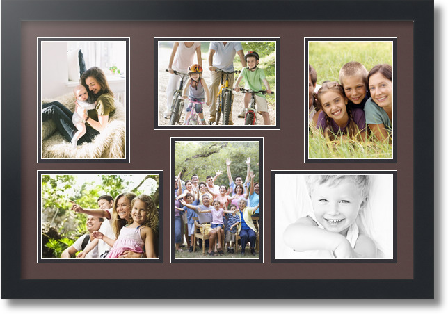 ArtToFrames Collage Mat Picture Photo Frame 6 5x7" Openings in Satin Black 351