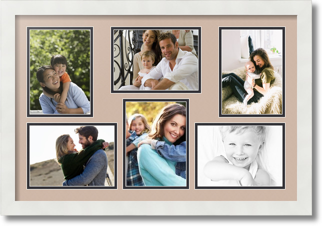 ArtToFrames Collage Mat Picture Photo Frame 6 5x7" Openings in Satin White 351