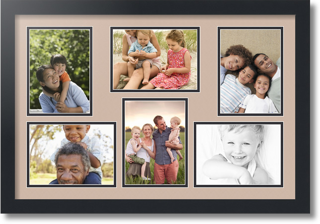 ArtToFrames Collage Mat Picture Photo Frame 6 5x7" Openings in Satin Black 351