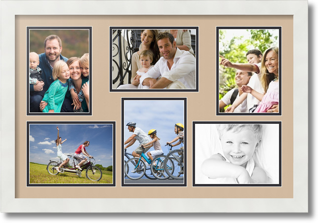 ArtToFrames Collage Mat Picture Photo Frame 6 5x7" Openings in Satin White 351