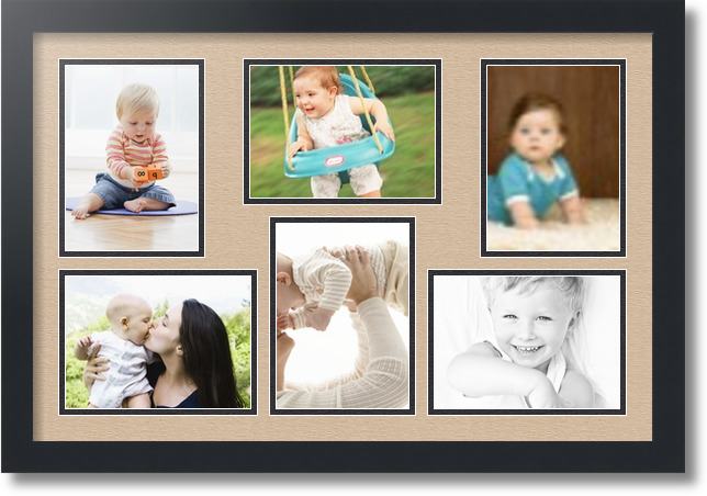 ArtToFrames Collage Mat Picture Photo Frame 6 5x7" Openings in Satin Black 351