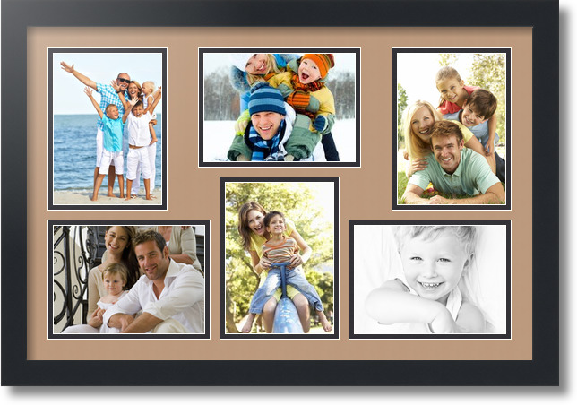 ArtToFrames Collage Mat Picture Photo Frame 6 5x7" Openings in Satin Black 351