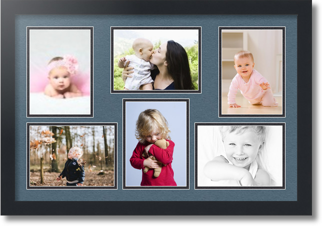 ArtToFrames Collage Mat Picture Photo Frame 6 5x7" Openings in Satin Black 351