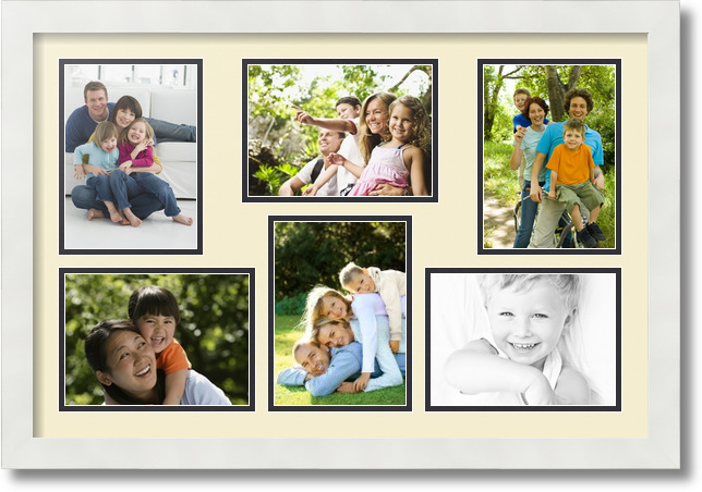 ArtToFrames Collage Mat Picture Photo Frame 6 5x7" Openings in Satin White 351