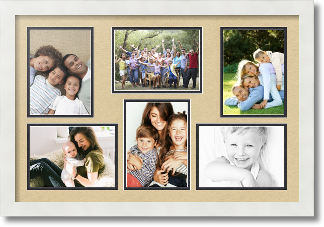 ArtToFrames Collage Mat Picture Photo Frame 6 5x7" Openings in Satin White 351