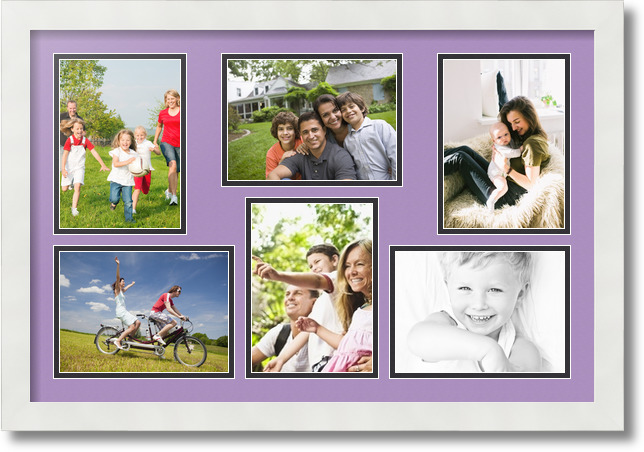 ArtToFrames Collage Mat Picture Photo Frame 6 5x7" Openings in Satin White 351