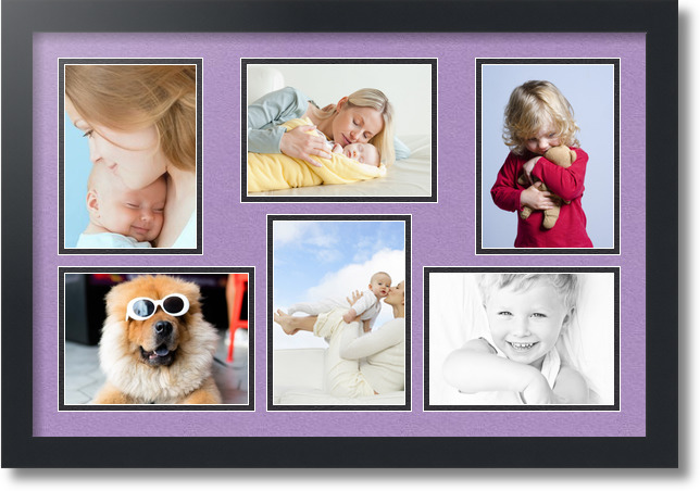 ArtToFrames Collage Mat Picture Photo Frame 6 5x7" Openings in Satin Black 351