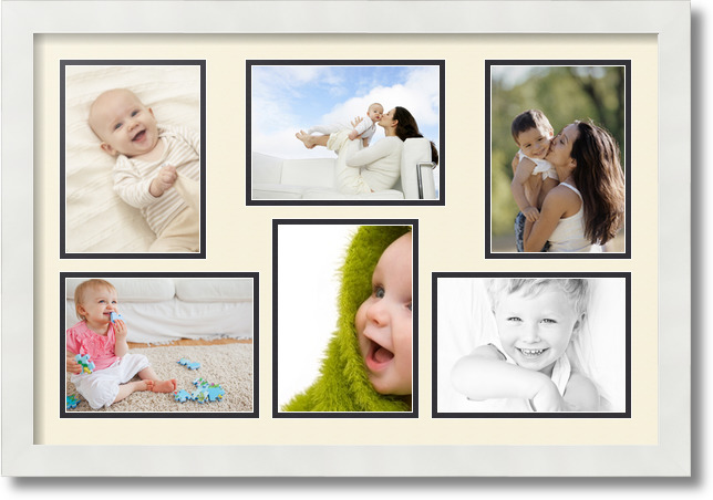 ArtToFrames Collage Mat Picture Photo Frame 6 5x7" Openings in Satin White 351