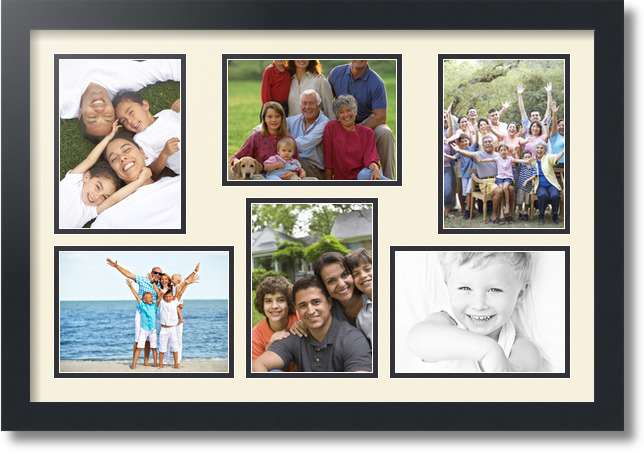 ArtToFrames Collage Mat Picture Photo Frame 6 5x7" Openings in Satin Black 351