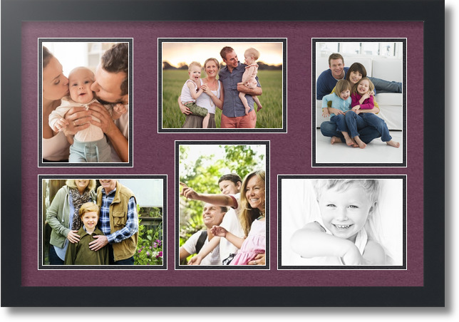 ArtToFrames Collage Mat Picture Photo Frame 6 5x7" Openings in Satin Black 351