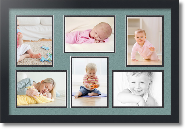 ArtToFrames Collage Mat Picture Photo Frame 6 5x7" Openings in Satin Black 351