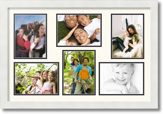 ArtToFrames Collage Mat Picture Photo Frame 6 5x7" Openings in Satin White 351